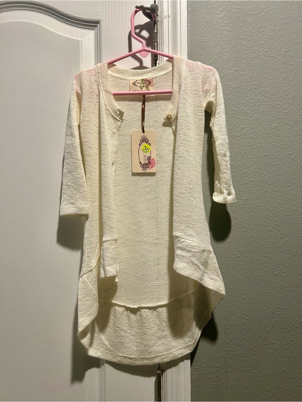 Joyfolie NWT Toddler Girls Cream Open-Front Lotus Cardigan